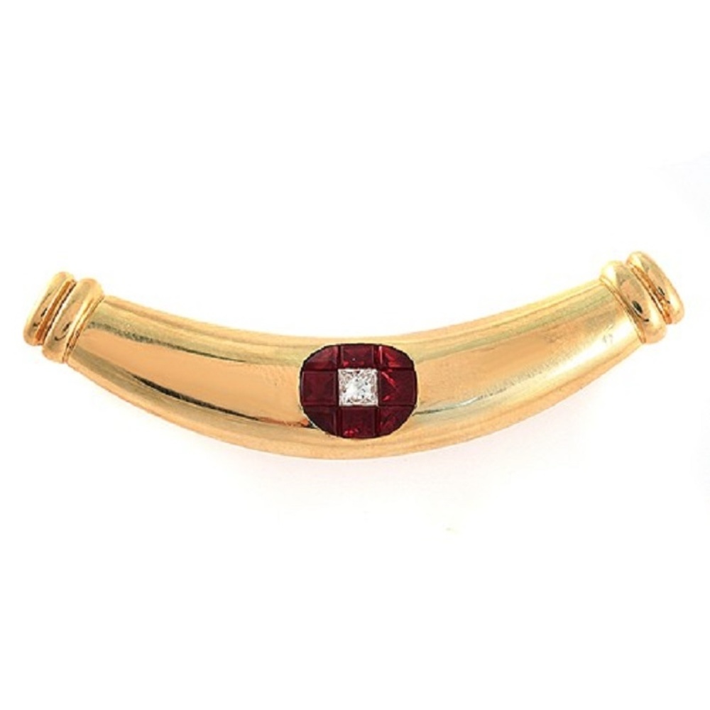 Unbranded Yellow Gold Ruby Bar Pendan Charm